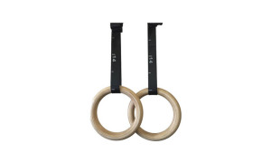 Wood Gymnastic Rings with Numbered Straps